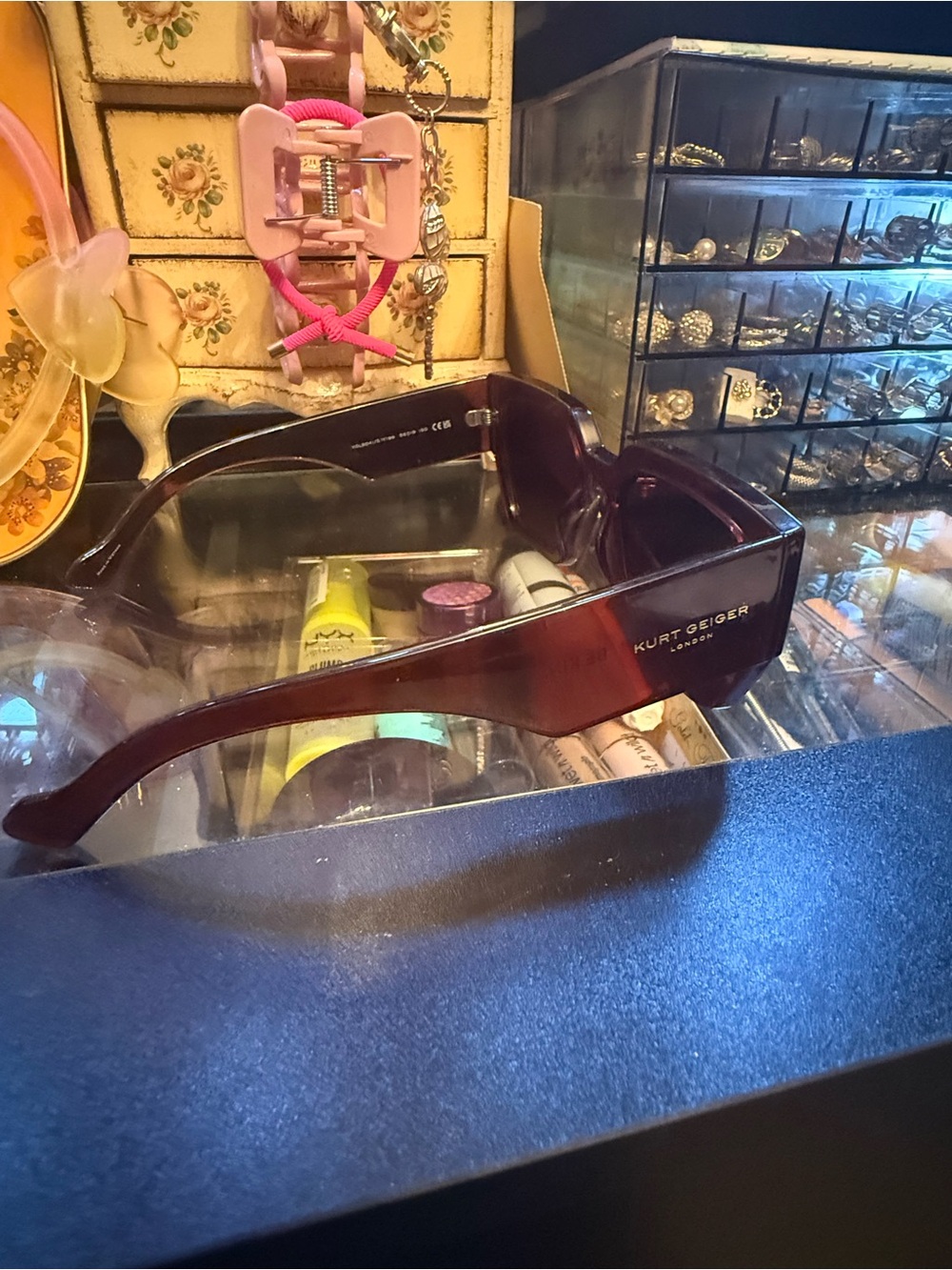 Kurt Geiger Purple Translucent Square Sunglasses - Picture 4 of 8